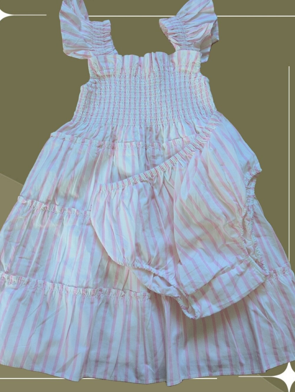 ✨ Quince Girls Organic Cotton Poplin Pink Candy Stripe Dress Size 3T